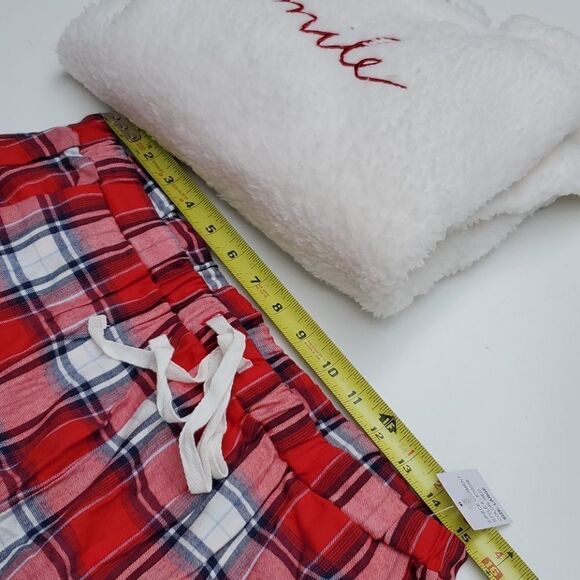 NEW L SMILE ED ELLEN DEGENERES buffalo plaid red sherpa HOLIDAY PAJAMAS NWT - Picture 13 of 16